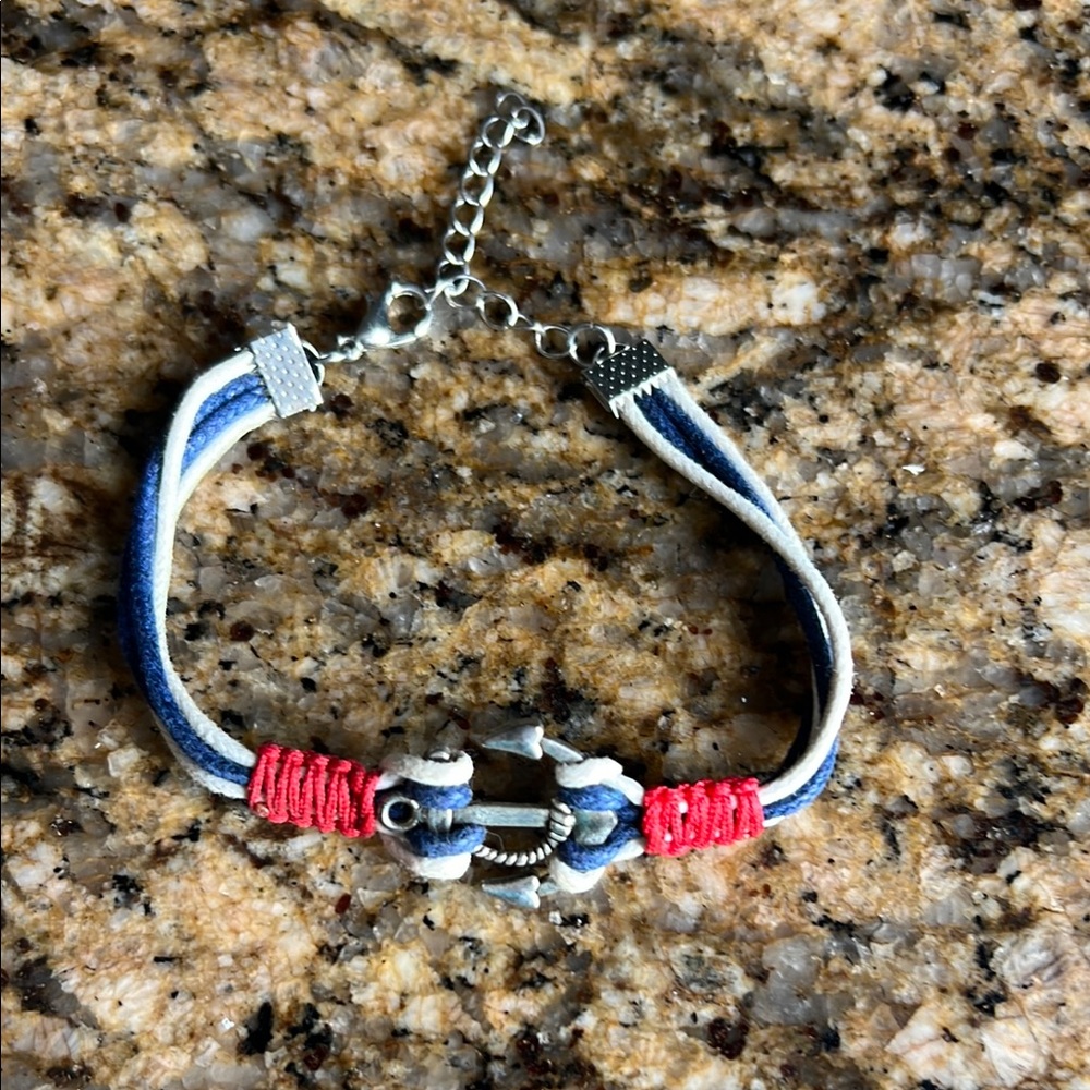 Multicolor Braided Bracelet with Anchor Charm